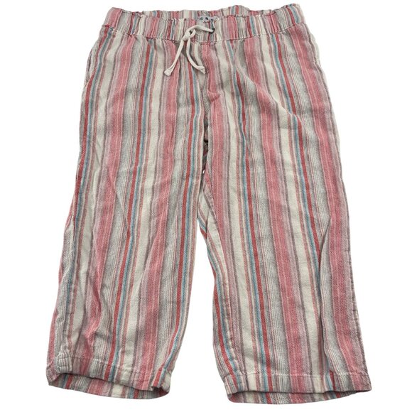Dash Women's Striped Linen Blend Capri Pants Size Small Pull On Wide leg - Picture 1 of 5